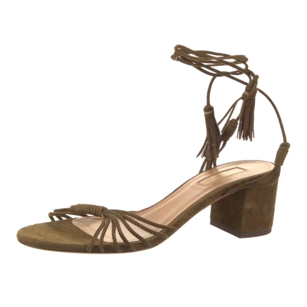 Aquazzura sued tassels bock heels sandals